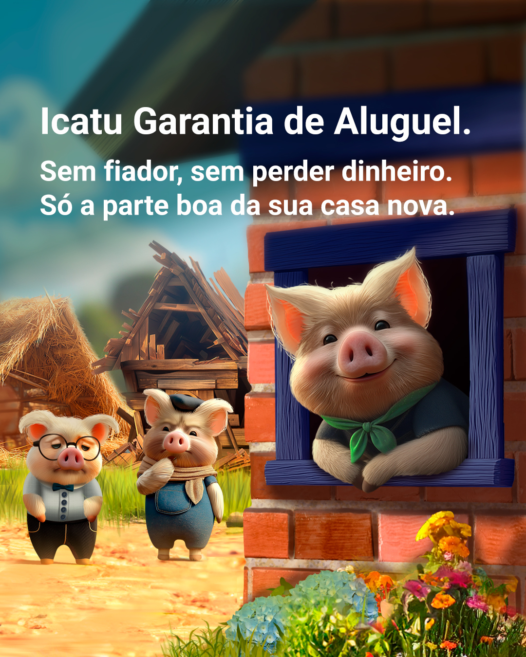 Icatu impulsiona expansão de garantia de aluguel em comunicação lúdica inspirada em ‘Os Três Porquinhos’