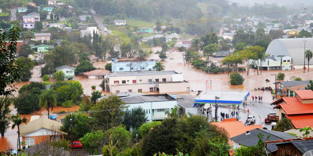A cidade catarinense de Coronel Freitas também foi atingida pela enchente. Foto: Prefeitura de Coronel Freitas