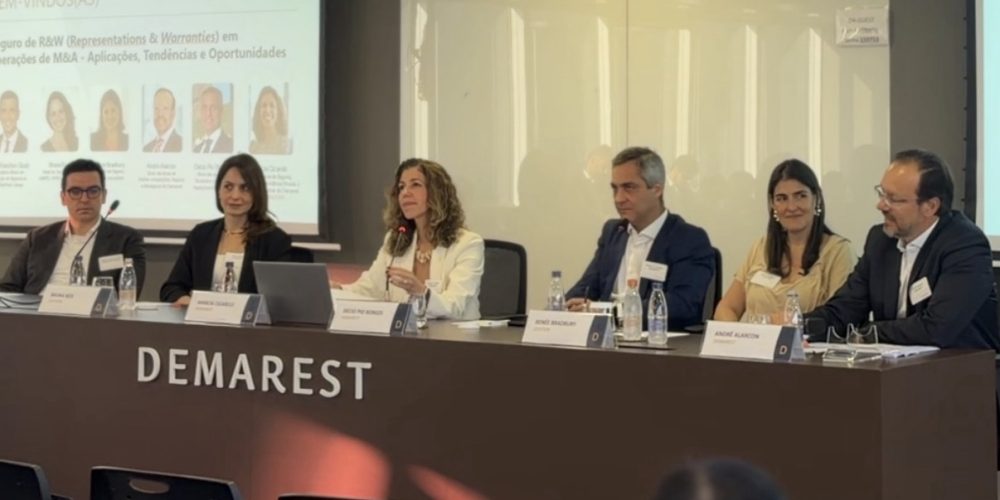 André Giusti (RiskPoint), Renée Bradbury (Lockton), Marcia Cicarelli (Demarest), Décio Pio Borges (Demarest), Bruna Reis (Lockton) e Andre Alarcon (Demarest)